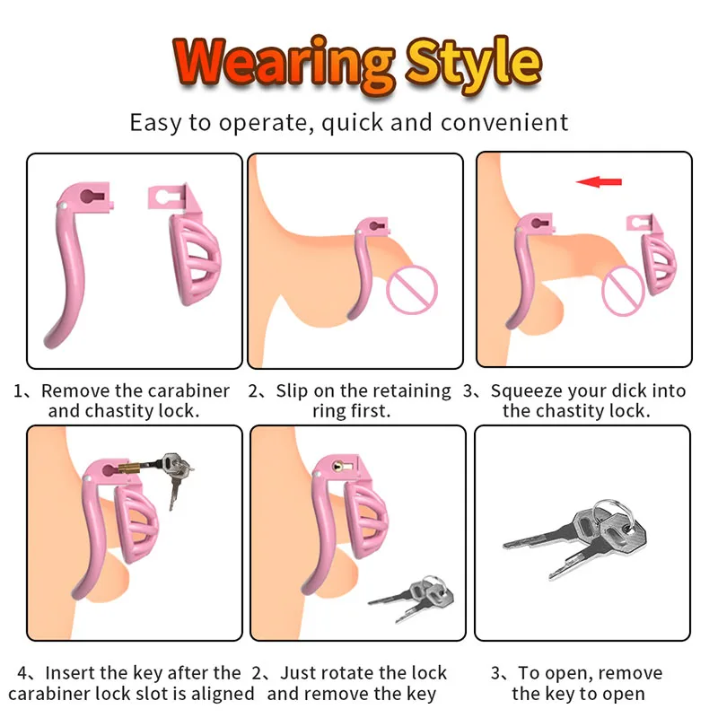 Penis Chastity Cage Set With 3 Size Cock Ring Chastity Lock Sex Toy For Men