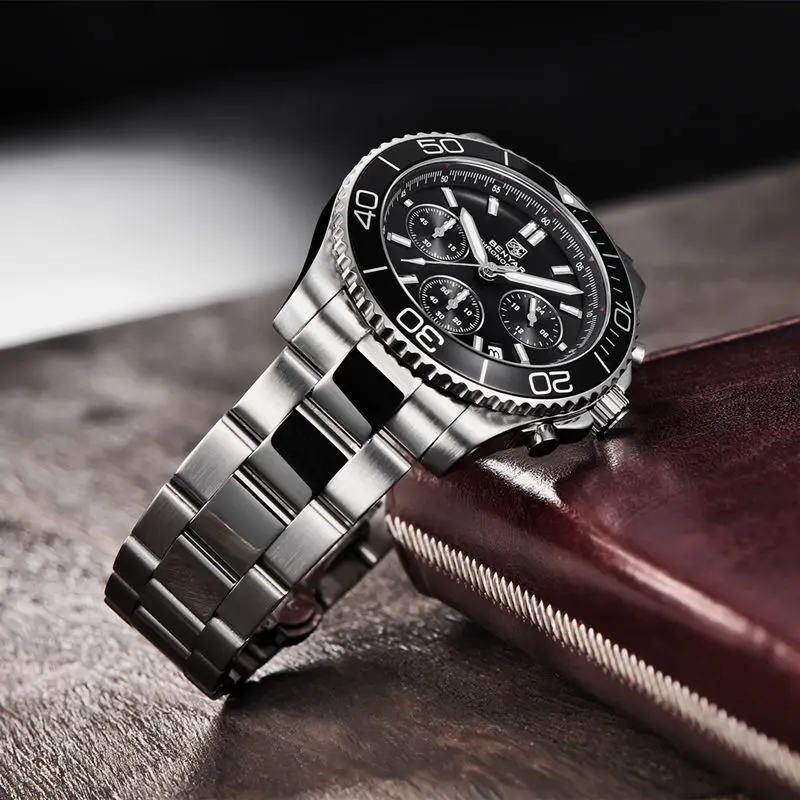 Male Wristwatch Stainless Steel Quartz Panda Chronograph Watch Sport Business Sapphire Glass Top Brand Luxury Clock Men Watch