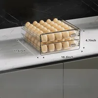 Clear 60 Egg Container for Refrigerator, Egg Holder for Fridge,Stackable Eggs Storage Container, Egg Fresh Storage Box Tray 2