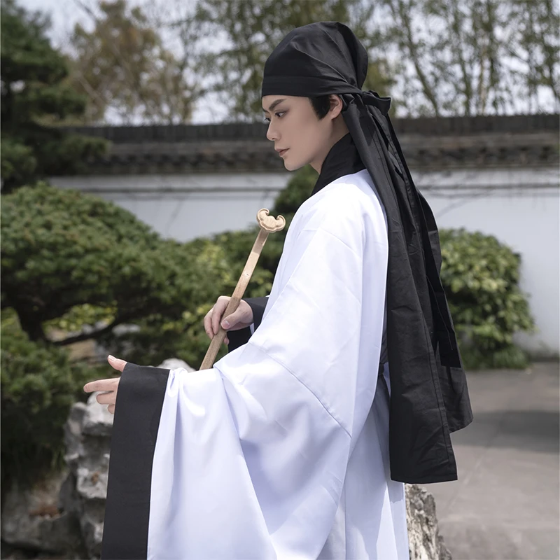 Unisex Ming Dynasty Hanfu Hat Adult Long Scarf Cap Ancient Chivalrous Swordsman Warrior Hero Cosplay Accessories