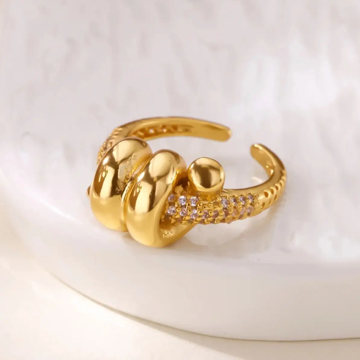 Zircon Knot Rangers For Women Geometric Adjustable Finger Rings
