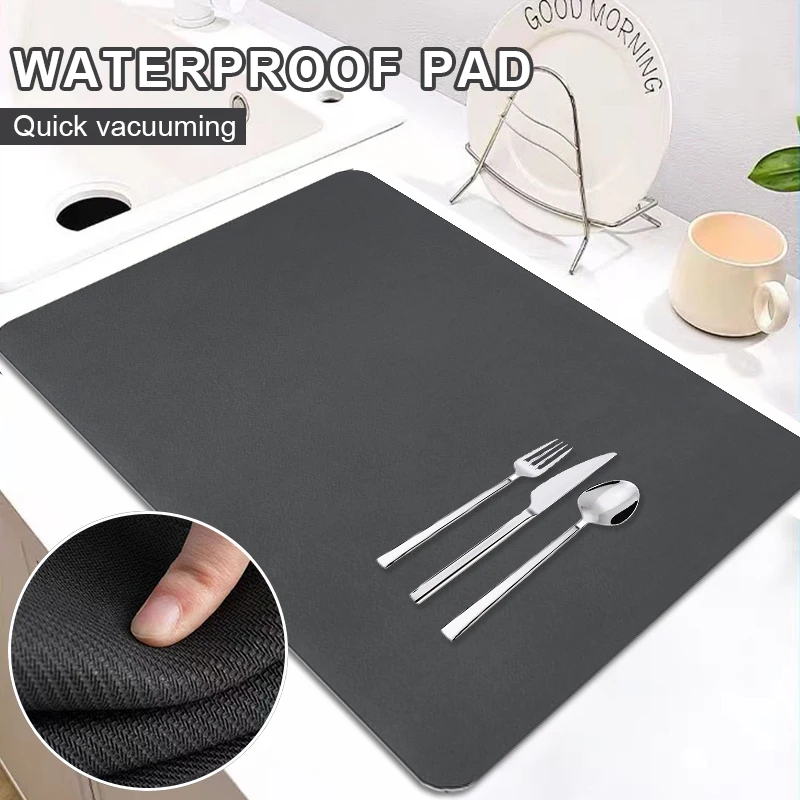 Super Absorbent Coffee Dish Large Kitchen Absorbent Draining Mat Drying Mat  Quick Dry Bathroom Drain Pads Kitchen Accessories - AliExpress