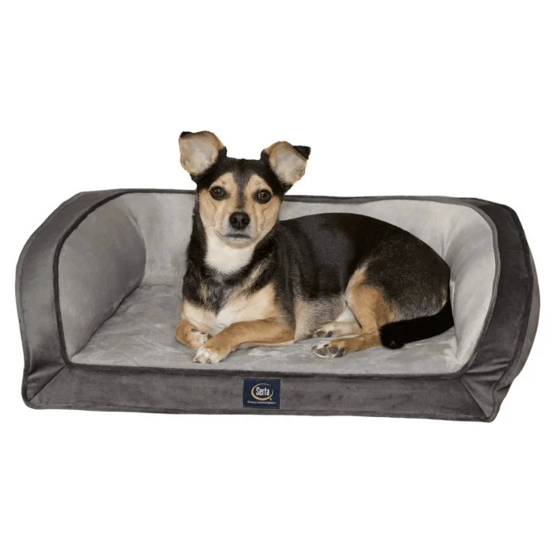 

Serta Gel Memory Foam Quilted Ortho Couch Dog Bed, Small, Grey