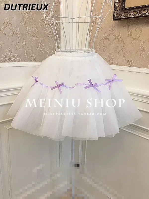 

Princess Girl Bow Mini Skirt Ffor Girl New Spring Summer Women's Short Skirt Fashion Sweet Cute Lolota Style High Waist Skirt