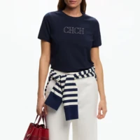 CHCH 2025 Summer 100% Cotton Women's T-shirt Bottoming Basic Fashionable Solid Lady Short Sleeve Loose White Tops Shirts Tops - Image 4