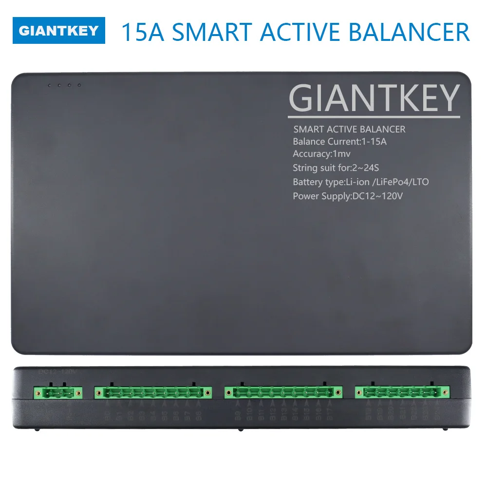 

GIANTKEY Smart Active Balance Current 15A Battery Balancer Li-ion LiFePo4 LTO Supports BT 2S 4S 6S 7S 8S 10S 12S 13S 16S 20S 24S