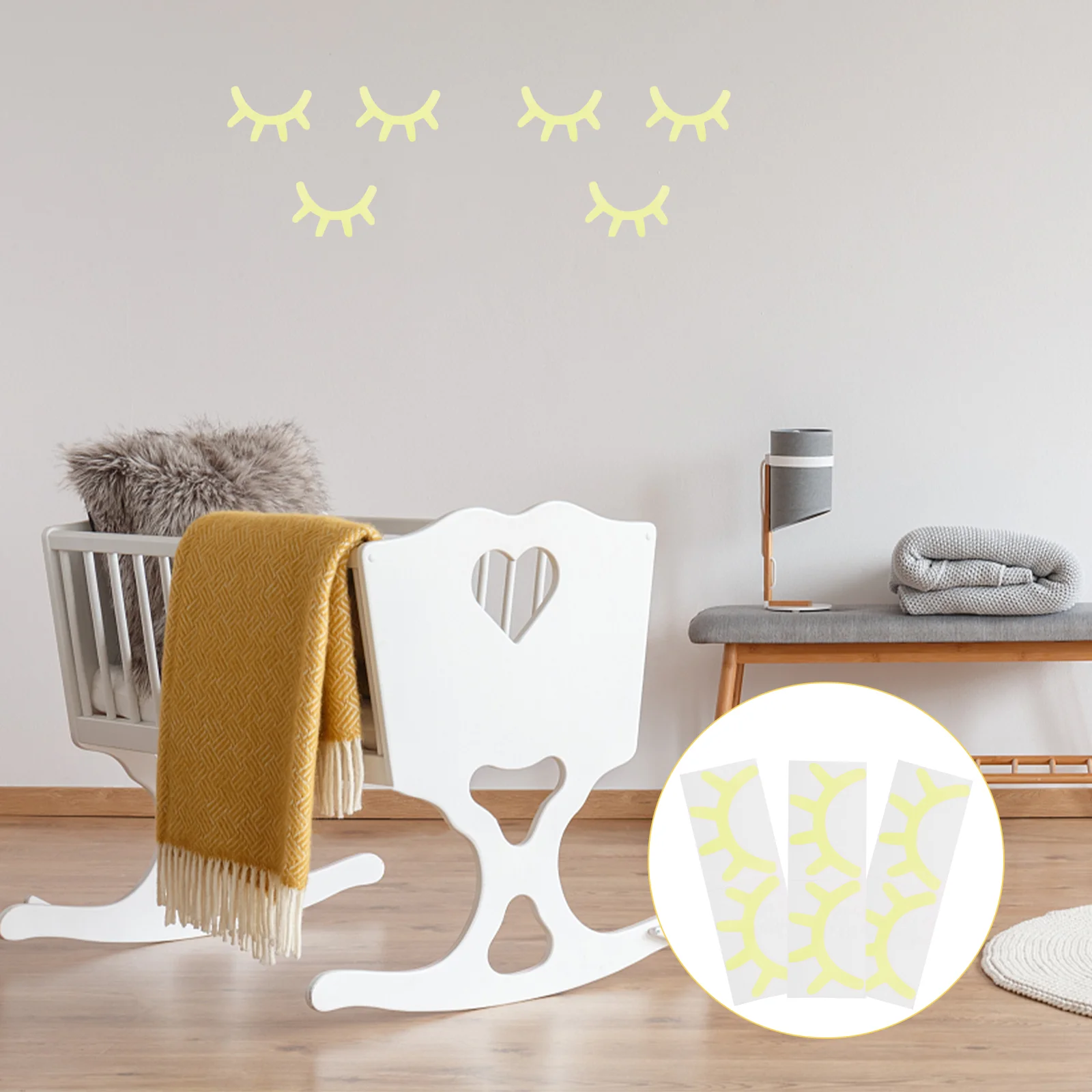 

3 Sheets Eyeshine Lashes Glow The Dark Wall Decorations Luminous Eyelash Sticker Glowing Decals Stickers Child