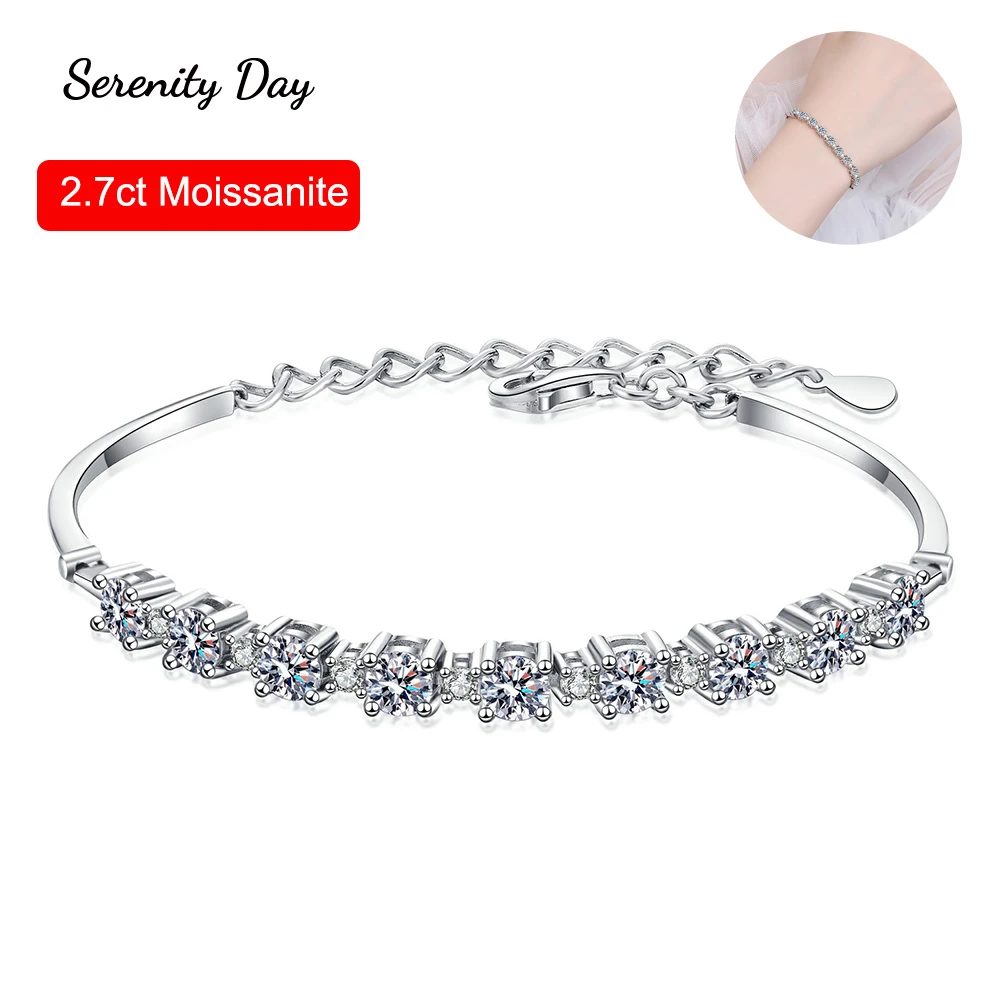 Serenity Day 100% 925 Silver Bracelet Pt950 Gold Plated Chain Inlaid 2 ...