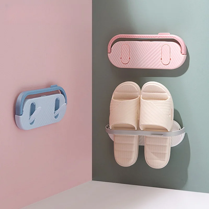 

Waterproof and moisture-proof bathroom slipper rack installed without drilling holes