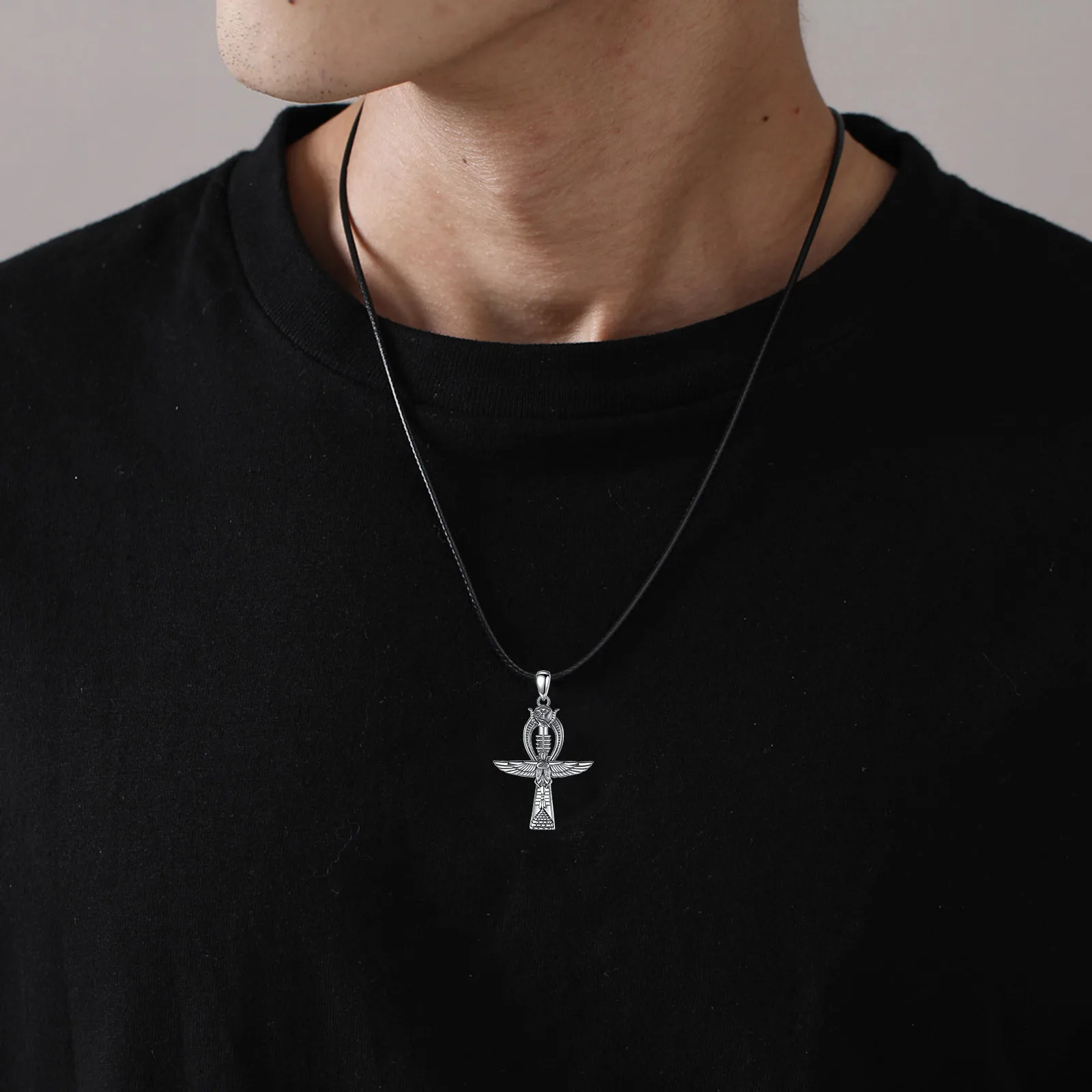 Эудора 925 стерлингового серебра Ankh крест ожерелье для женщин мужчин орел скарабей Глаз Гора амулет кулон египетские Украшения прекрасный подарок