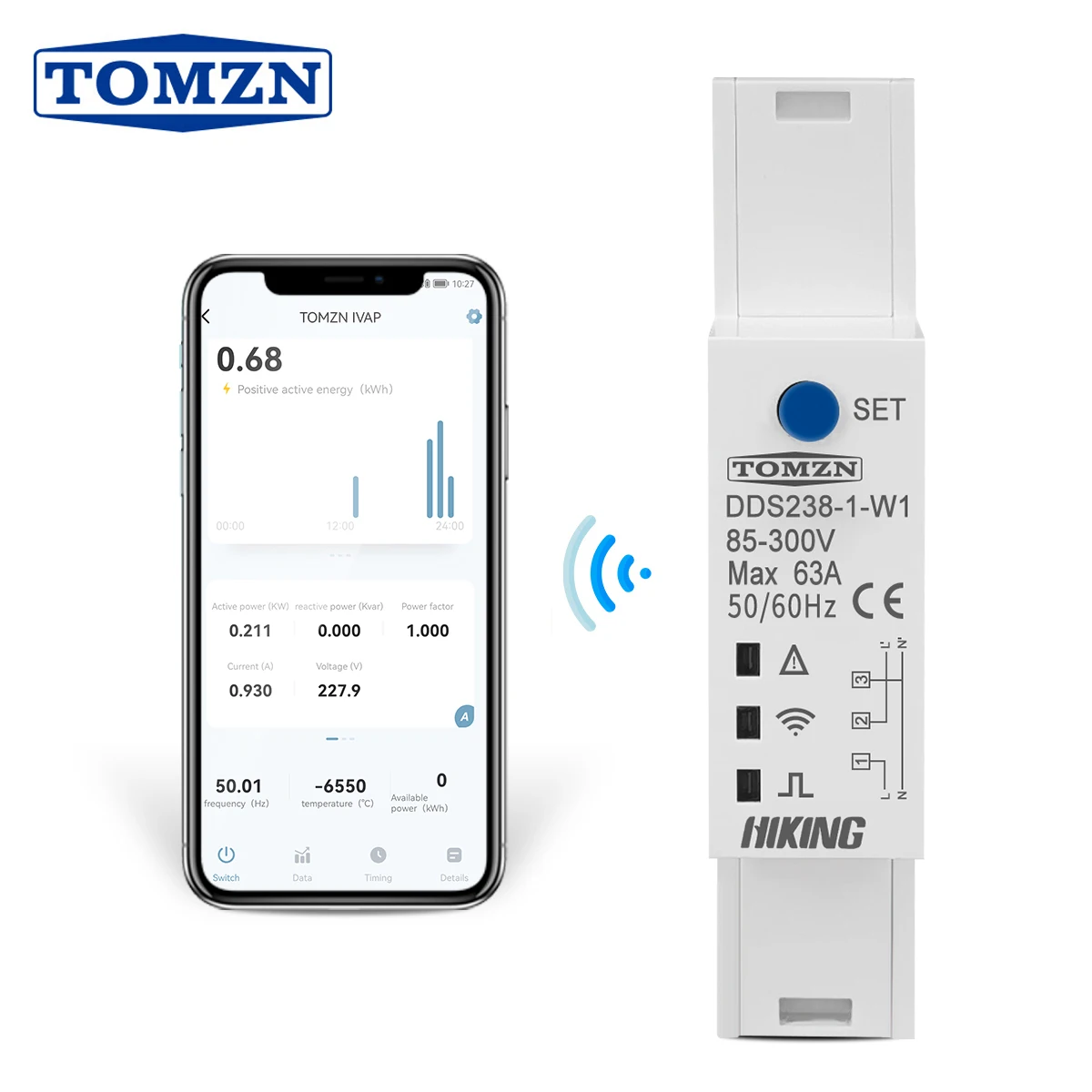 TOMZN Zigbee TUYA 18mm 63A WIFI 스마트 양방향 에너지 미터 타이머 전력 모니터 전압 전류 보호 기능이 있는 kWh 미터
