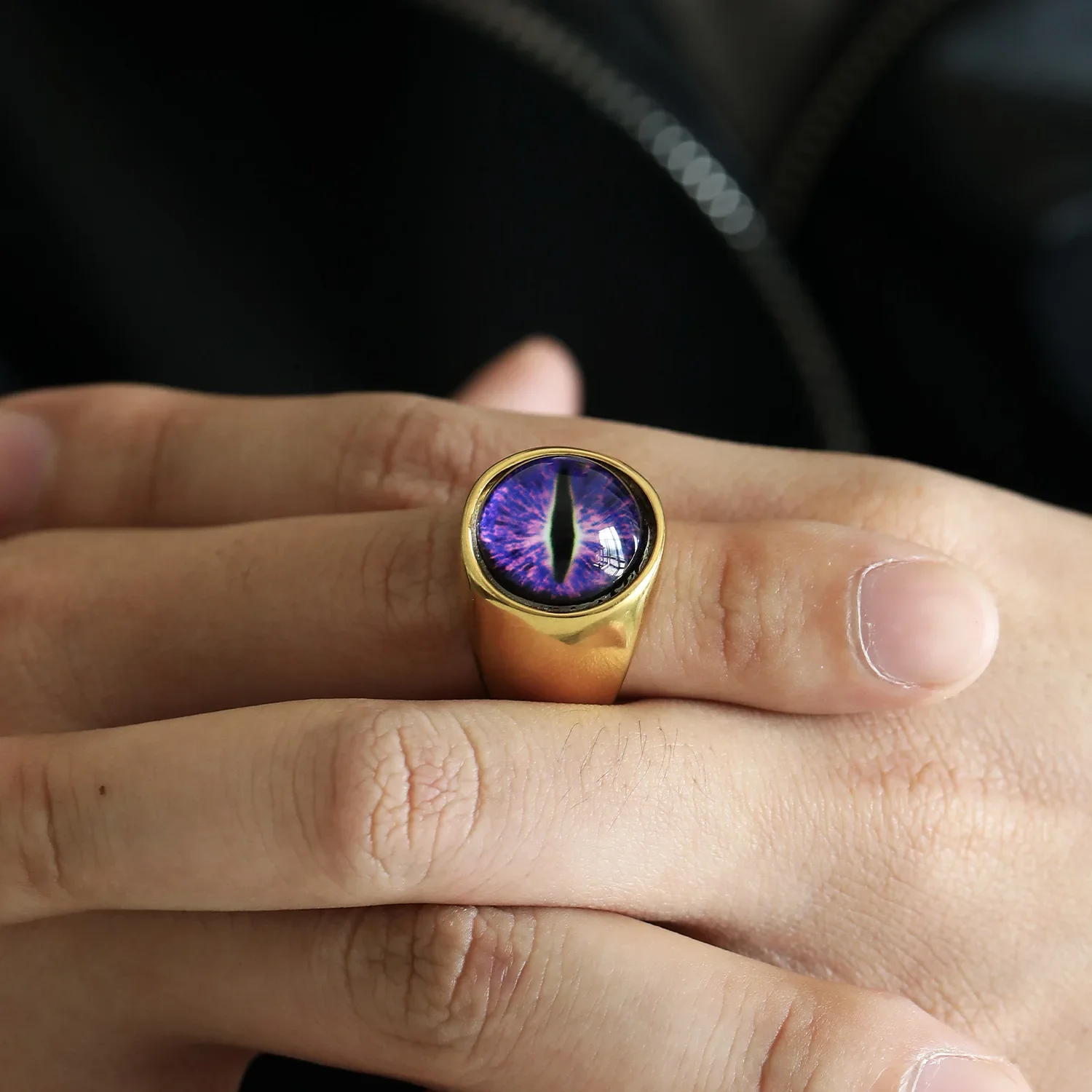 Punk Hiphop Multicolour Evil Eye Chunky Finger Ring Men Waterproof Gold Plate Lightweight Stainless Steel Rings Turkey Jewelry