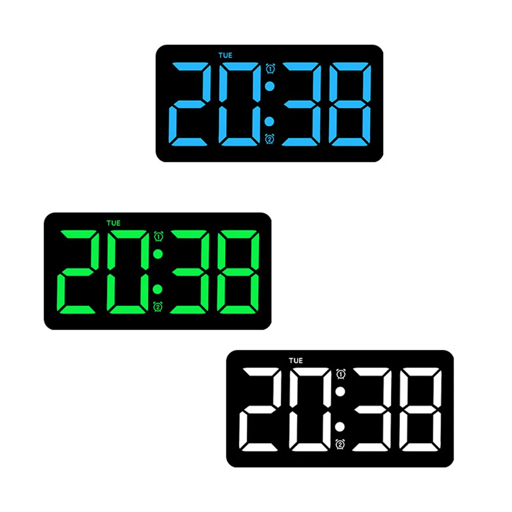Digital Wall Clock, LED Screen Digital Clock With Remote Control, Large Wall Clock With Temperature Humidity Display, 10.5" Tabl