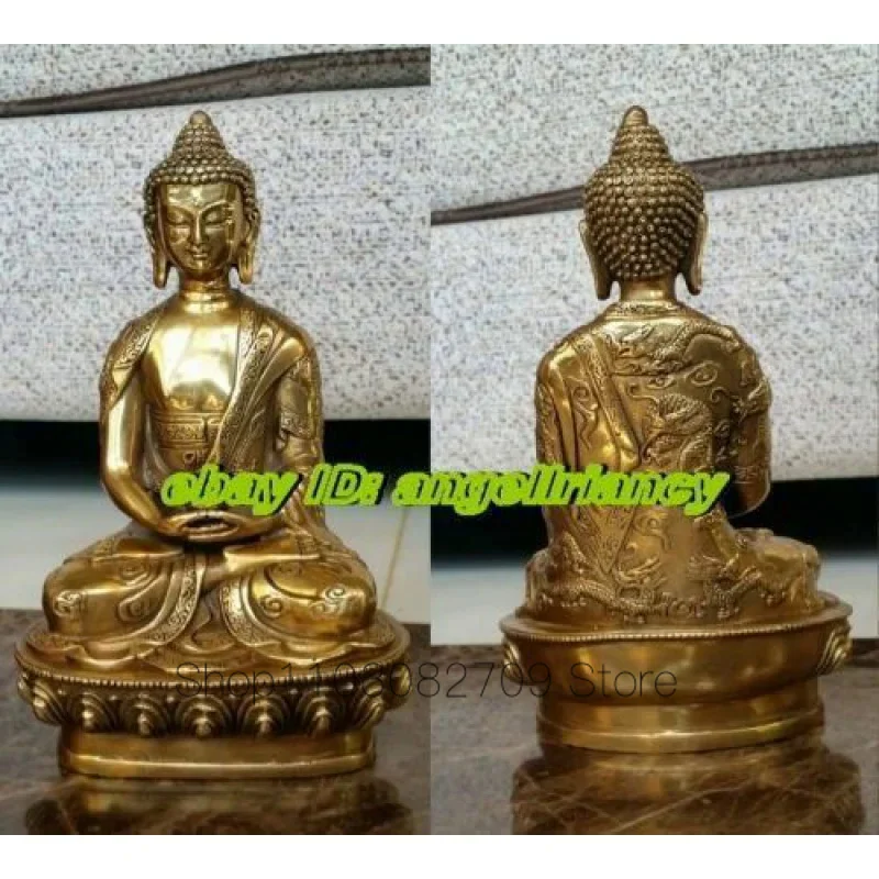 

antique excellent Buddhis Amitabha bronze buddha Dragon statue 21cm
