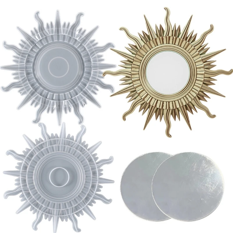 

DIY Crystal Resin Mold Sun Mirror Wall Hanging Accessaries Mold Home Decoration Mirror Silicone Mold For Resiin