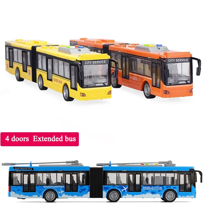 High-quality lengthened double-section large drop-resistant bus children's baby simulation inertial bus model toy