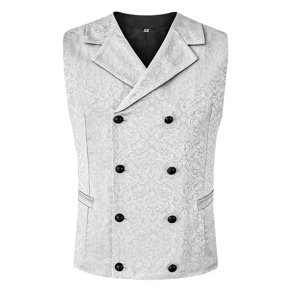 

Fashion Men Business Double Breasted Suit Vest 3D Floral Printed Waistcoat Slim Formal Gothic Steampunk Victorian Vests Clothing