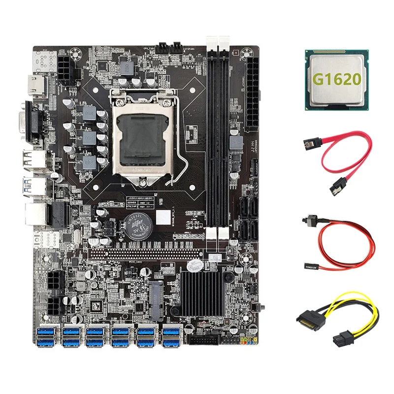 best pc motherboard for music production B75 ETH Miner Motherboard 12 PCIE To USB+G1620 CPU+SATA 15Pin To 6Pin Cable+Switch Cable+SATA Cable LGA1155 Motherboard best pc motherboard brand