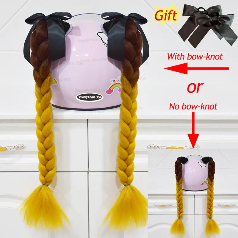 2pcs Quality Braids For Motorcycle Helmet Ponytail Sucker Braids Wig For Woman Helmet Decor Ears Twist Accessories 164 Colors - Image 14