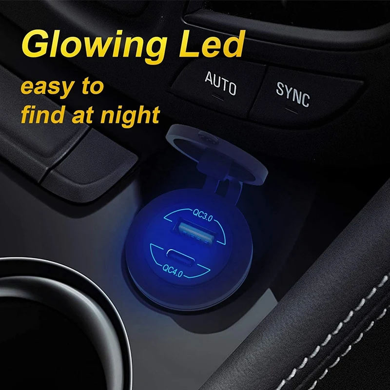 Quick Charge 4.0 PD QC 3.0 USB Car Charger 12V 24V 60W USB Outlet Fast Charger for Car, Boat, Truck, RV, Motorcycle