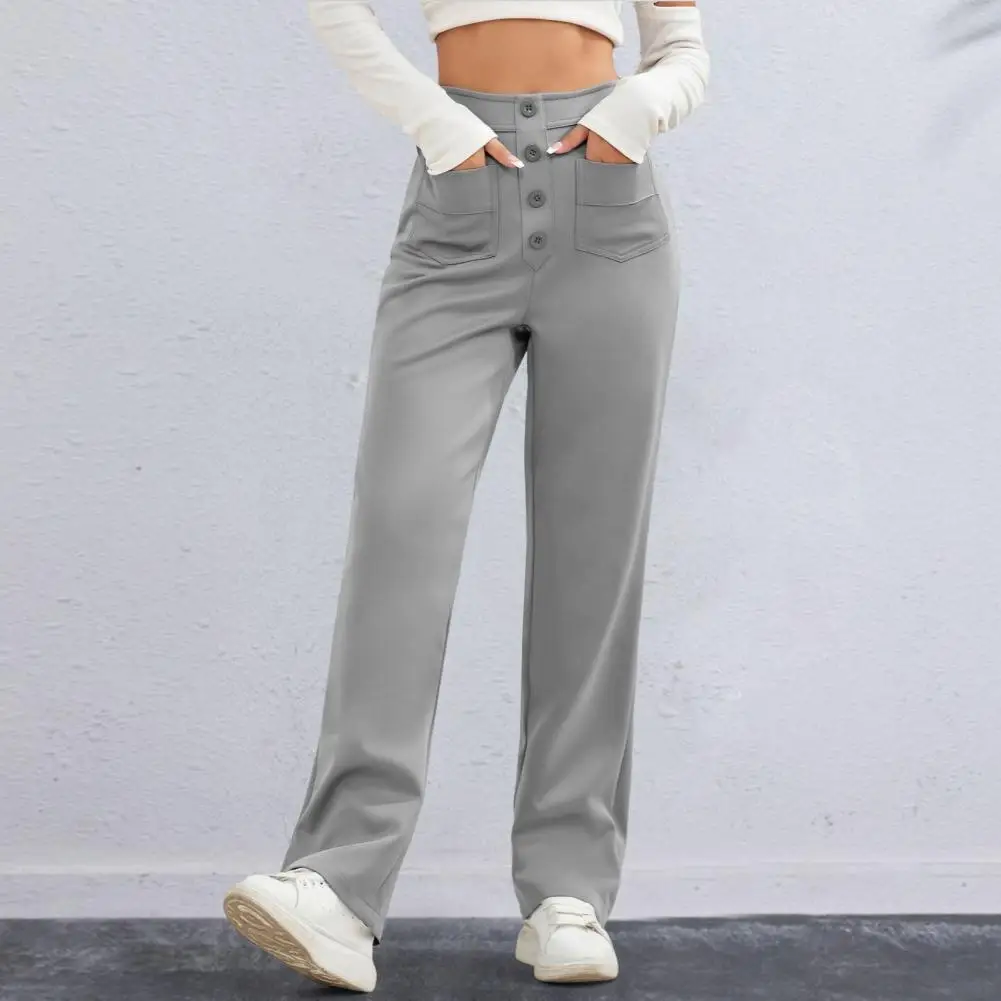

Wide-leg Buttoned Pants Stylish Women's High Waist Cargo Pants with Button Detailing Wide Leg Design Multiple for Streetwear