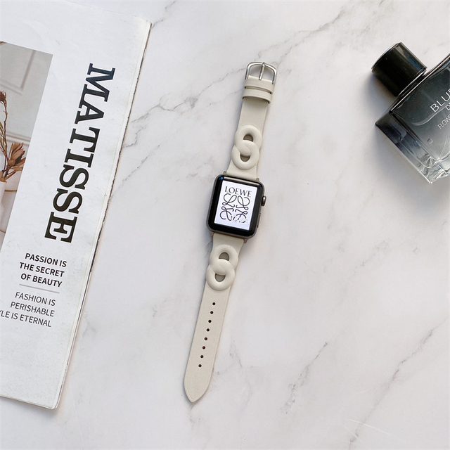 Circle Leather Thin Strap For Apple Watch Band Series 7 6 5 4 3 SE 2 1 Soft Wristband For iWatch 41 45 38 40 42 44 MM