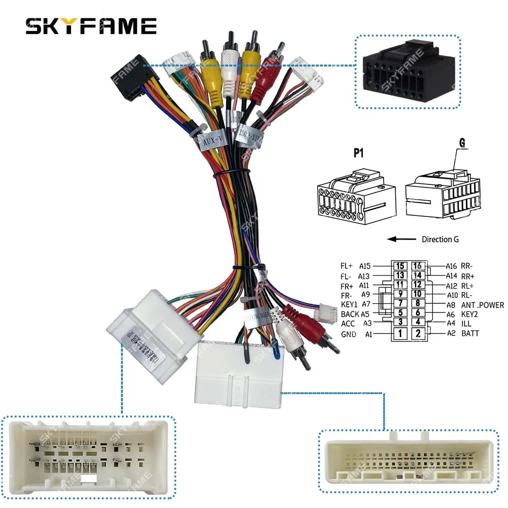 SKYFAME Car 16pin Wiring Harness Adapter Canbus Box Decoder Android Radio Power Cable For KIA K7 Cadenza Sorento Hyundai Azera