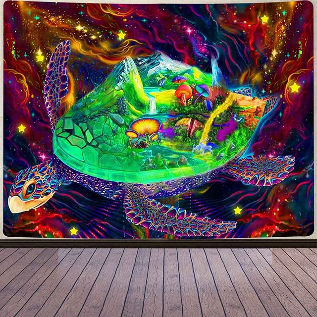 Sea Turtle Tapestry Watercolor Ocean Animals Lover In Underwater Fantasy  Coral World Wall Hanging Tapestries Living Room Decor - AliExpress