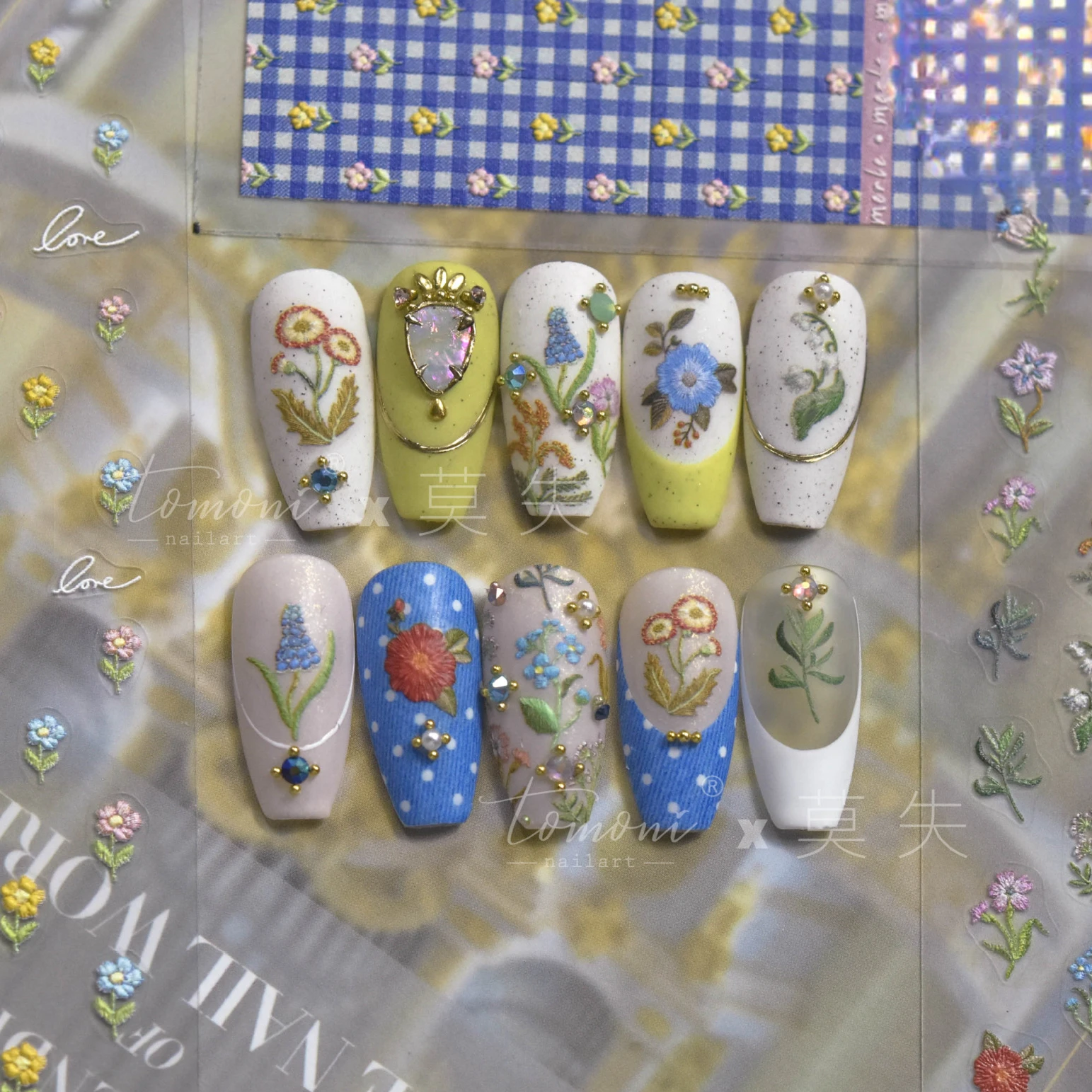 Flowers Embroidery Design 5D Soft Micro-carved Self Adhesive Nail Art Stickers 3D Manicure Decals nail stickers nail art tools nail decals