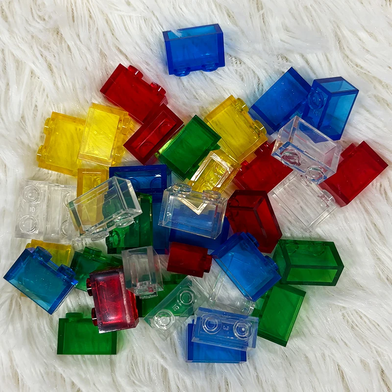 Clear Transparent 1x2 Granular Bricks - 40 Pcs/Bag Colorful Building Blocks Bulk Accessories