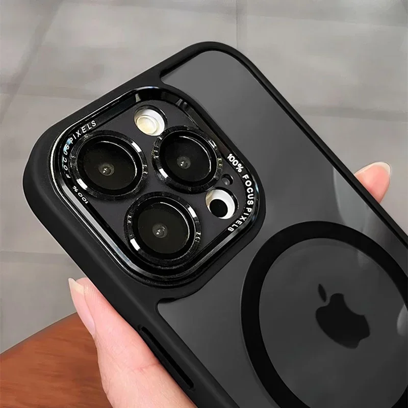 Luxury Magnetic Metal Lens Bumper Protection Case For iPhone 17 16 15 14 13 12 11 Pro Max Funda Wireless Charge Hard Clear Cover 3