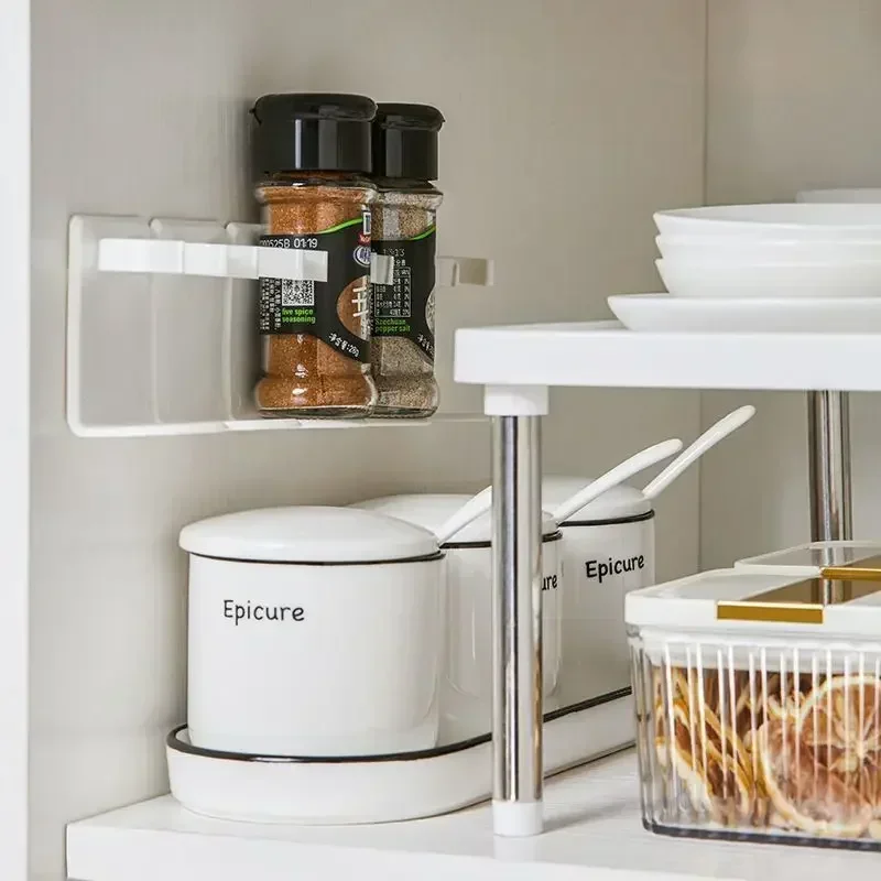 1/2 Pieces Wall Mounted Spice Jar Holder Adjustable Spice Rack