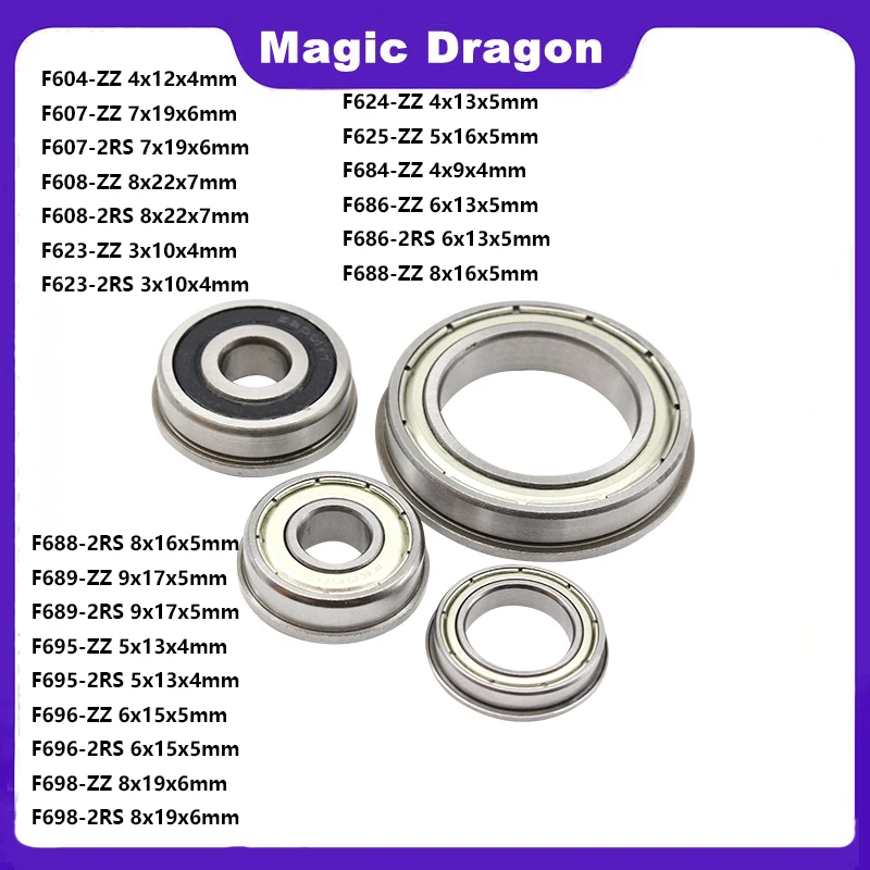 Polia Profunda do Sulco Rolamentos de Roda Rolamento de Esferas Flange Impressoras 3d Peças F607 F608 F624 F625 F688 F689 F695 F696 F698 zz 2rs 10 Pcs