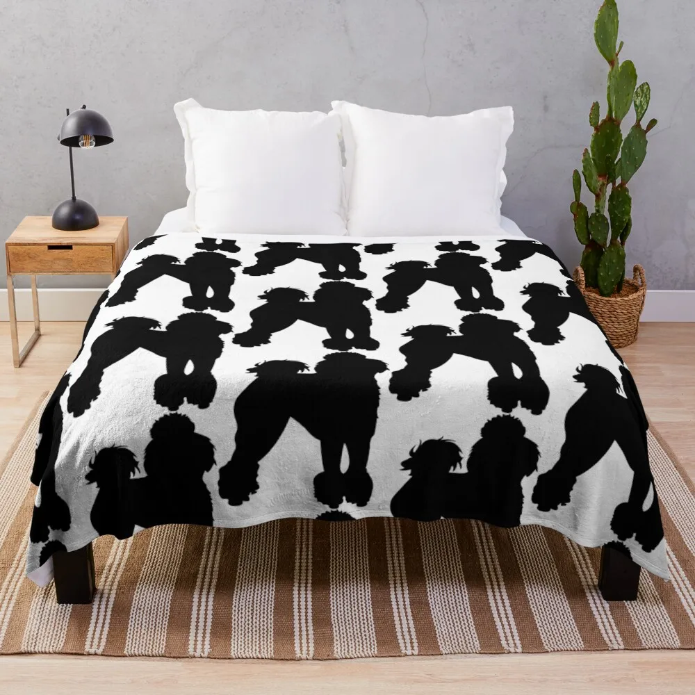 

Black Poodle Throw Blanket Flannel Fabric Luxury Brand Blanket Stuffed Blankets Multi-Purpose