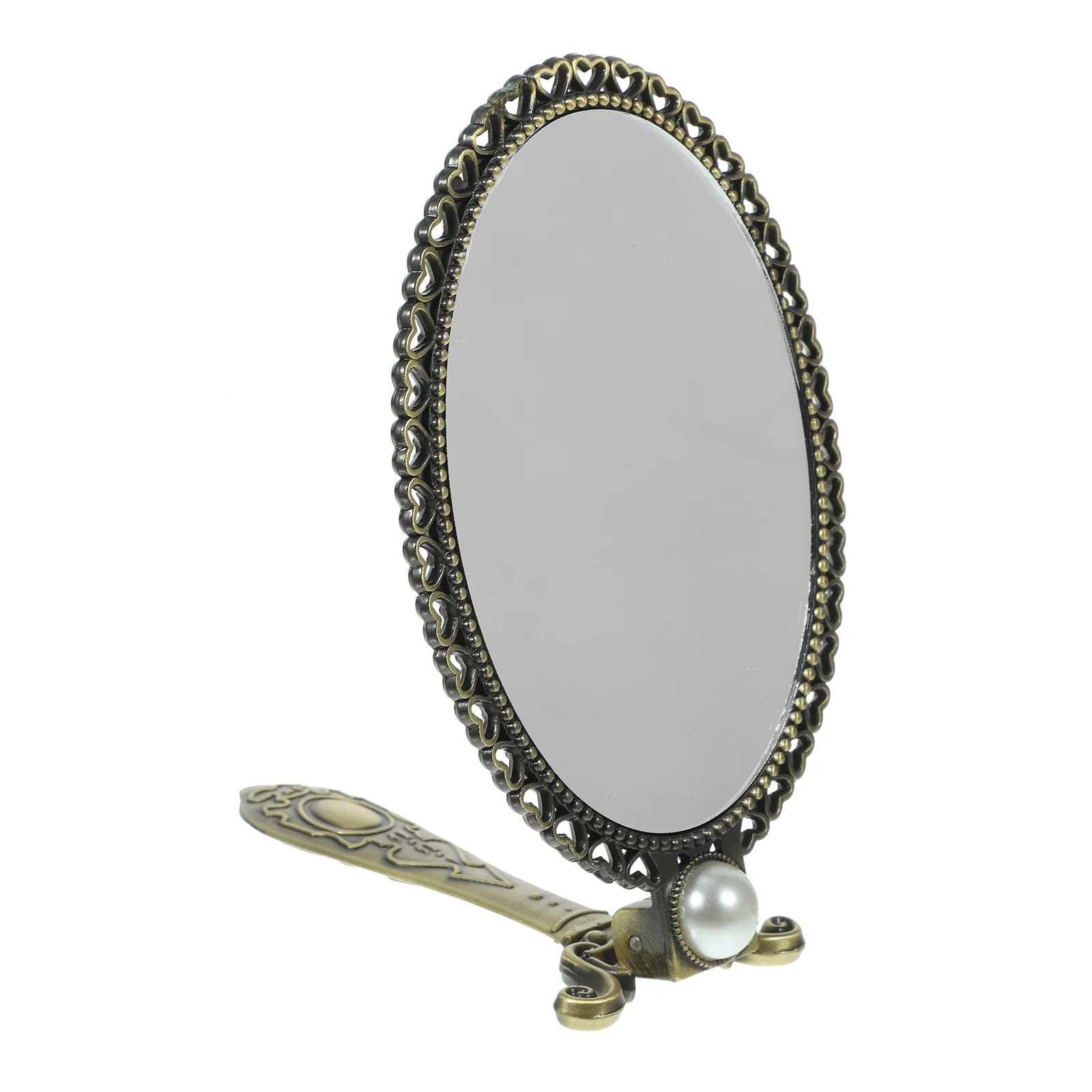 

1Pc Vintage Style Handheld Mirror Ladies Mirror Portable Makeup Mirror