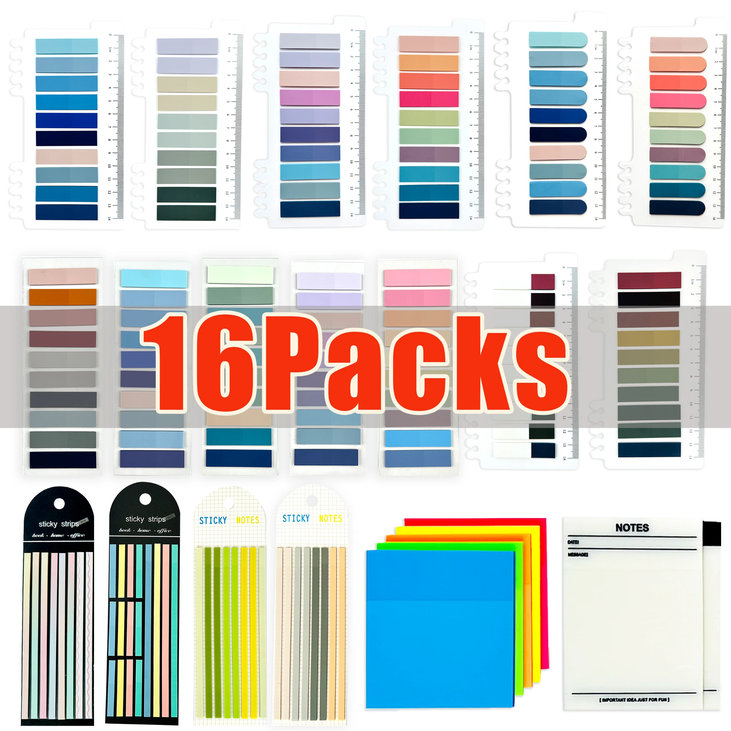 16/14/13/12Set Read Stickers Bookmark Notepad Sticky Notes Color Markers Notebook Memo Pad Kawaii Stationery School Supplies