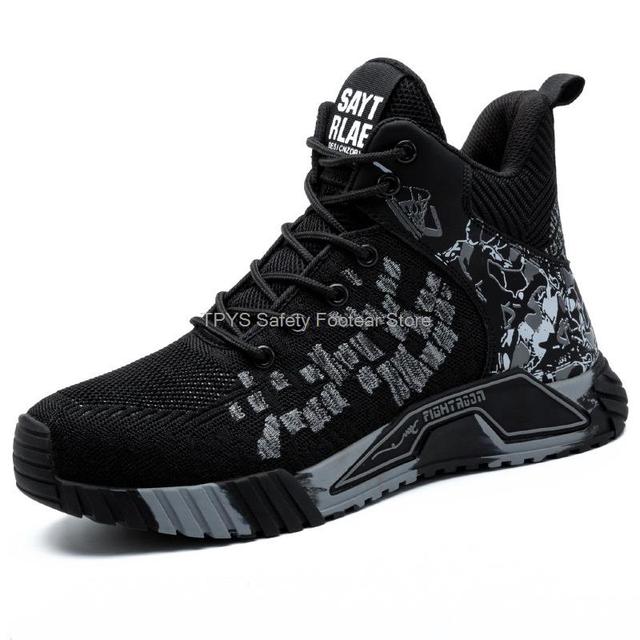 Men's Work Safety Shoes High top Steel Toe Work Shoes Men Anti-puncture Safety Shoes Woman Safety Boots Man Indestructible Shoes