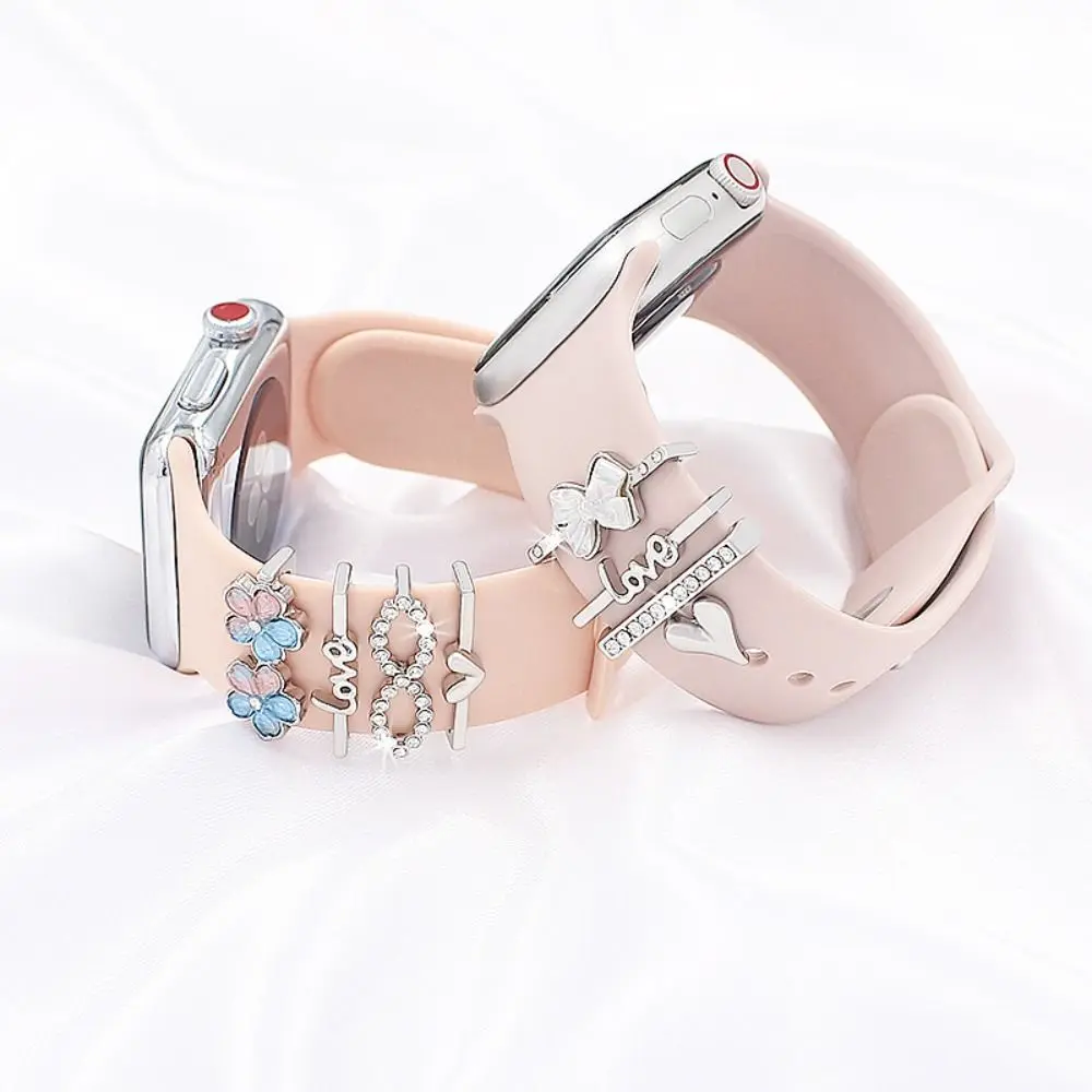 Heart-Shaped Decorative Metal Watch Band Charms for Men – Elegant Floral Design