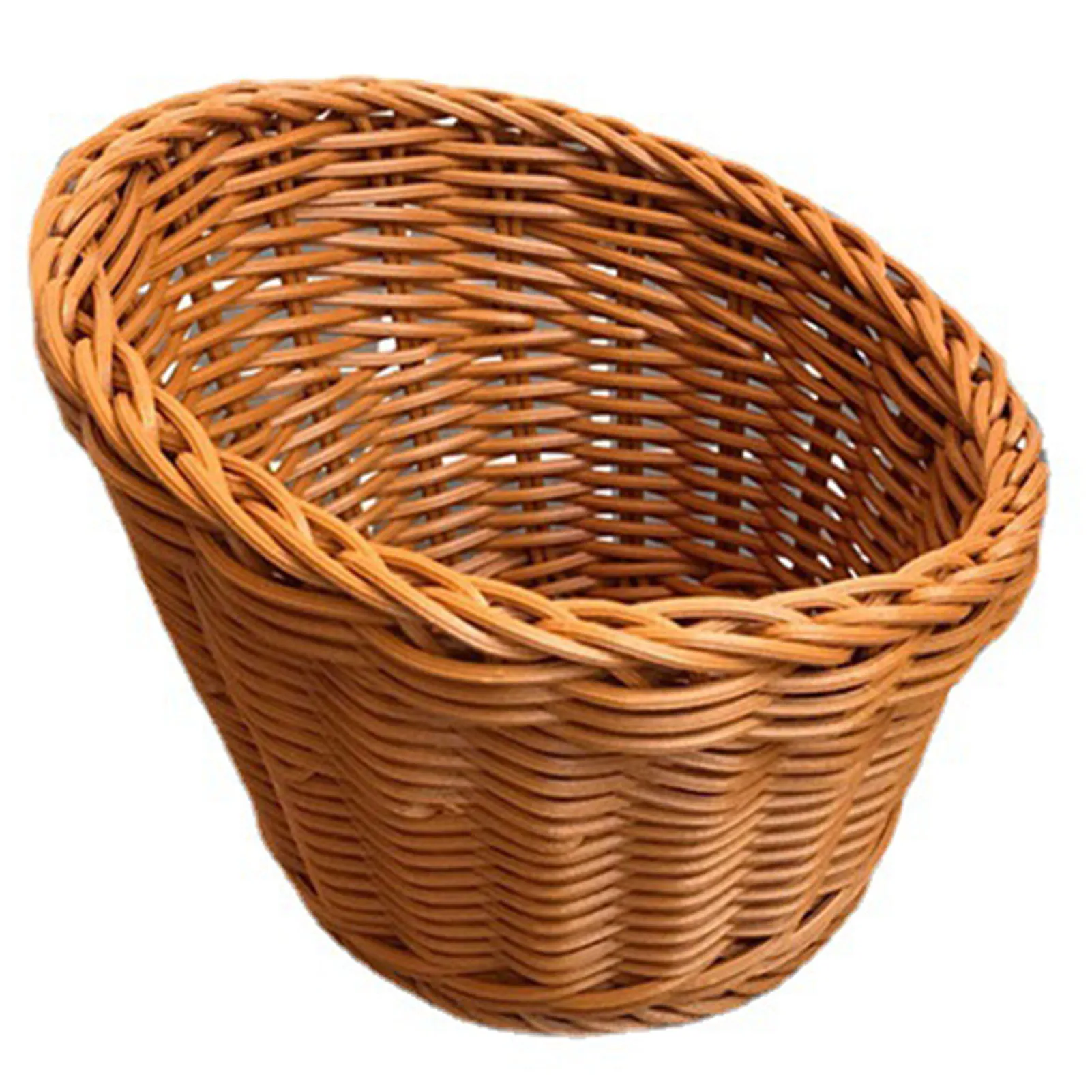 Handwoven Storage Basket Imitation Rattan Storage Tray Wicker Basket Bread Fruit Breakfast Picnic Basket Kitchen Storage Basket 6