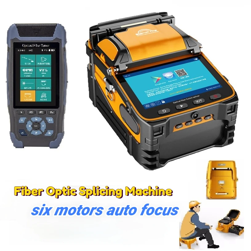 AI-9 FTTH Fiber Optic Splicing Machine Optical Fiber Fusion Splicer / OTDR With Optical Power Meter OPM VFL Light Source NK3200D a4 size dtg printer 6 colors flatbed printer dark and light clothes direct to garment t shirt printing machine