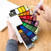 Folding Watercolor Paint Set Solid 18/24/36/42 Colors Painting Pigment Set with Water Brush Pen Watercolor Pigment Students 2
