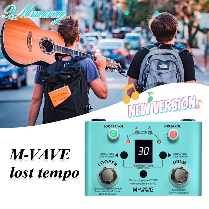 

M-vave Lost Tempo Drum Machines & Looper Pedal Built-in 30 Drums 11 Mins Recoding Time High Precision Tuner Guitar Effect pedal