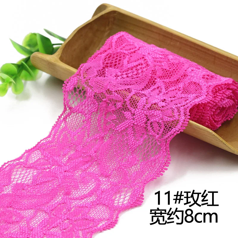 1Meter Elastic Lace Ribbon DIY Handmade Crafts Fabric White Black Red Pink Blue Purple Lace Trimming Home Garment Accessories