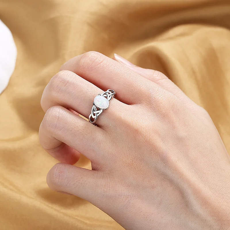 925 Silver Women Ring Oval Shape Opal Gemstone Ornament Rings for Wedding Party Gift Size 6-10 silver rings silver ring wedding rings gemstone ring