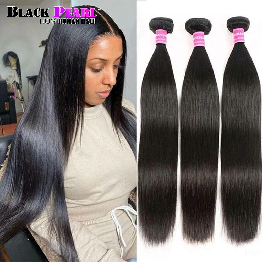 Straight Bundles Human Hair 22 24 26 Inch 12A Brazilian Virgin Human Hair Bundles Straight Unprocessed #1B