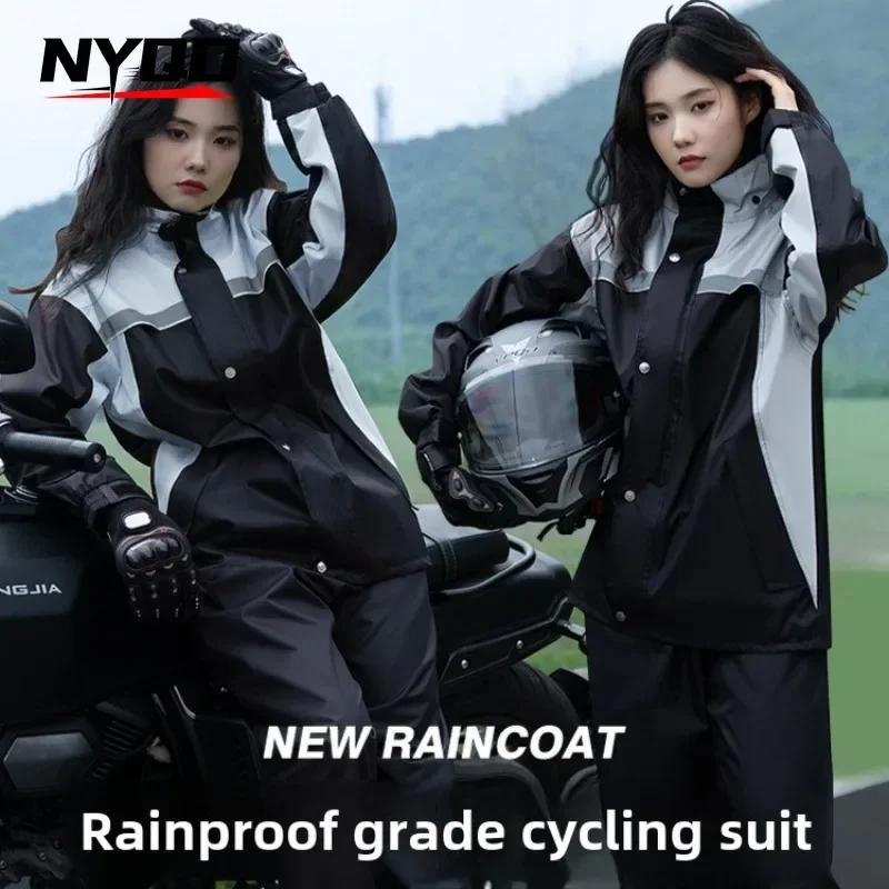 Men's Waterproof Riding Motorcycle Raincoat Fashion Thickened Split Rainwear Color Matching Sports Fishing Riding Raincoat Suit