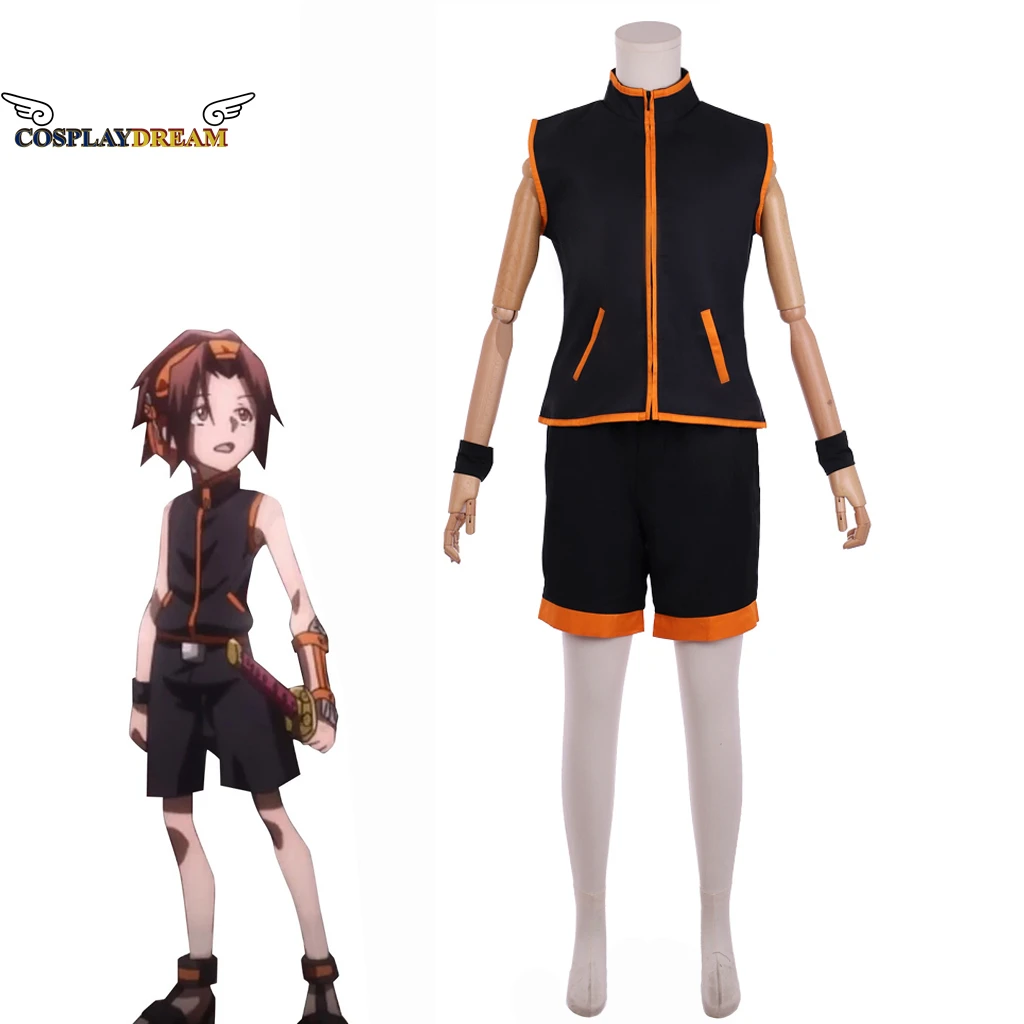

Костюм для косплея аниме «супер звезда» Yoh Asakura, черный топ и шорты Yoh Asakura, мужской костюм для Хэллоуина, карнавала, ролевых игр