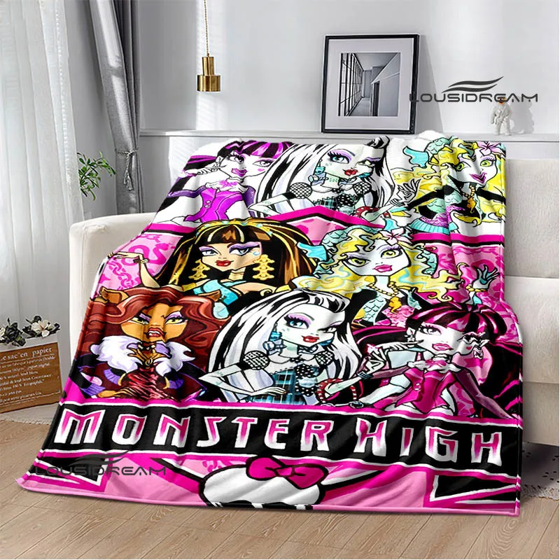 

Одеяло с мультяшным принтом Monster High, одеяла для пикника, одеяло с фланцем, мягкое и удобное одеяло, одеяла для кровати, подарок на день рождения