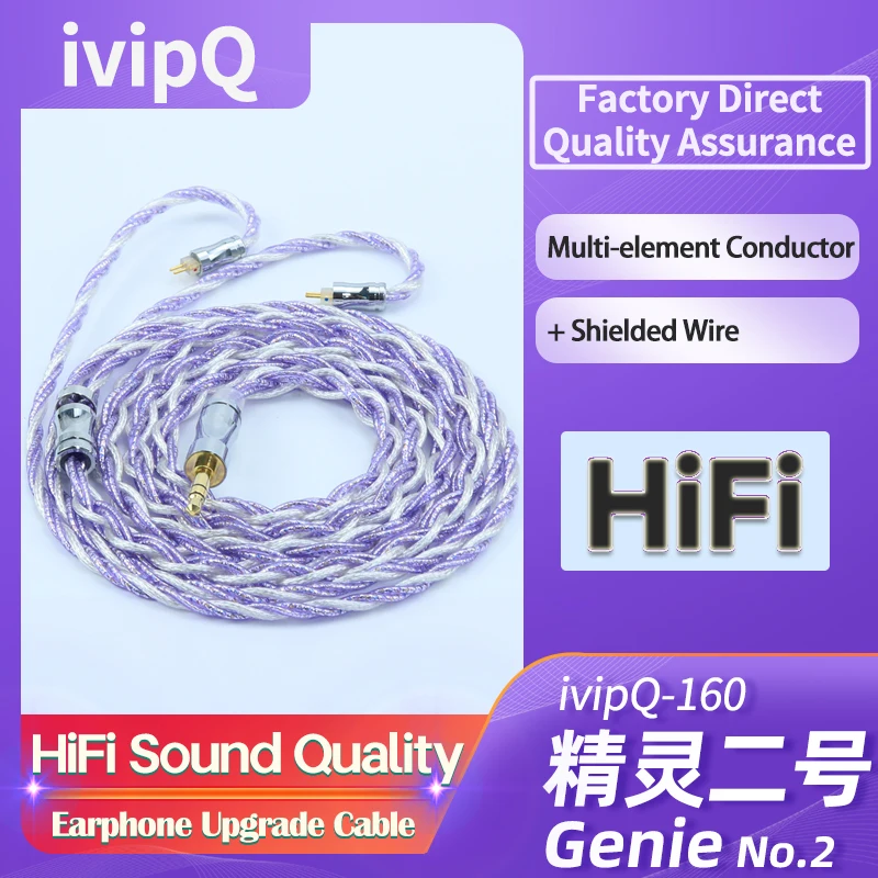 Ivipq-シールドHi-Fiイヤホンケーブル、2.5/3.5/4.4mm、mmcx/2ピン