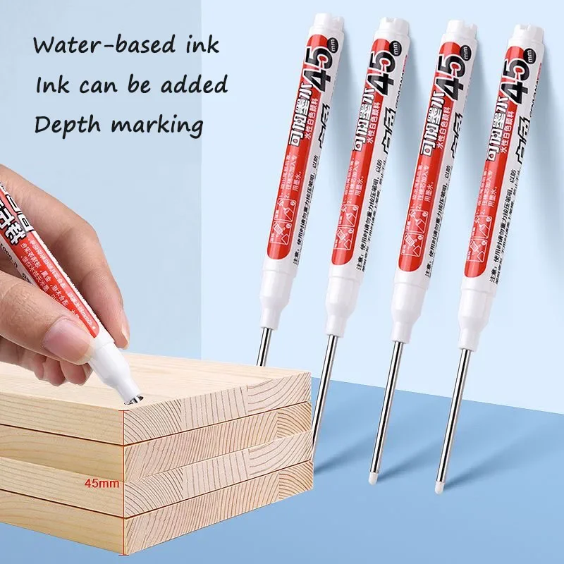 7/8/9/10PCS White Water-Based Long-Tip Marker, 45MM Multi-functional Deep Hole Marker Pens, 1.0MM Fiber Nib 6